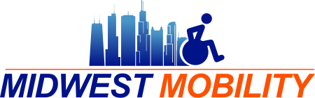 Midwest Mobility logo in blue and orange