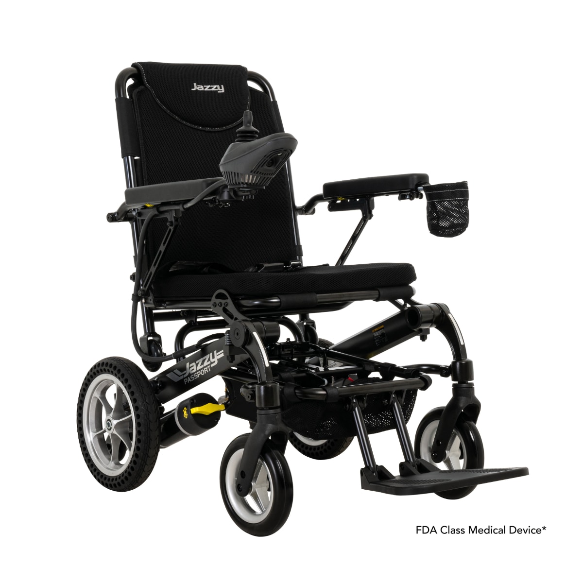 Sleek black mobility power chair
