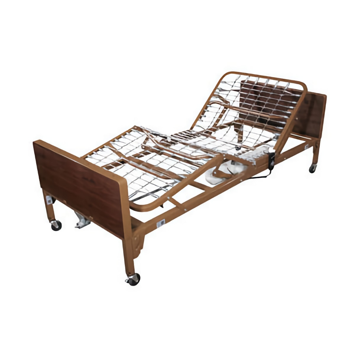 Electric hospital bed wooden frame and coiled mattress base