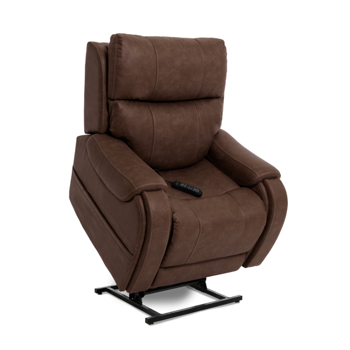 Brown lift chair in lift position