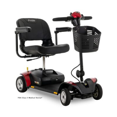 4 wheeled electric scooter with red accents