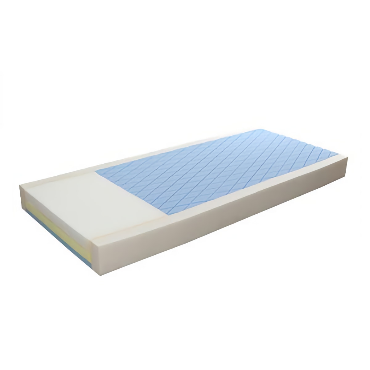 White foam mattress with blue insert