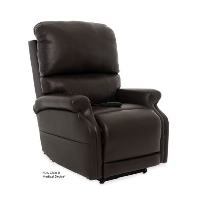 Pride VivaLift Escape reclining lift chair in dark brown leather