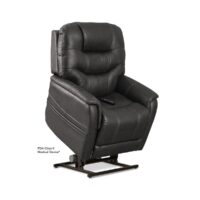 Prive VivaLift Elegance reclining lift chair in black leather, lifted position