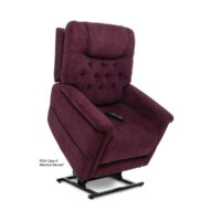 Pride VivaLift Legacy reclining lift chair in wine color, lifted position