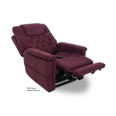Pride VivaLift Legacy reclining lift chair in wine color, reclined position