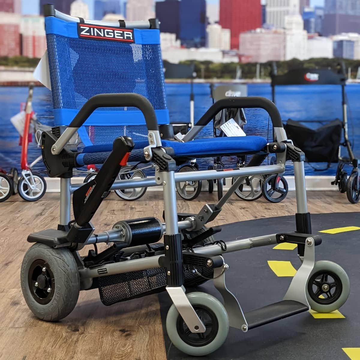 Zinger power wheelchair in blue