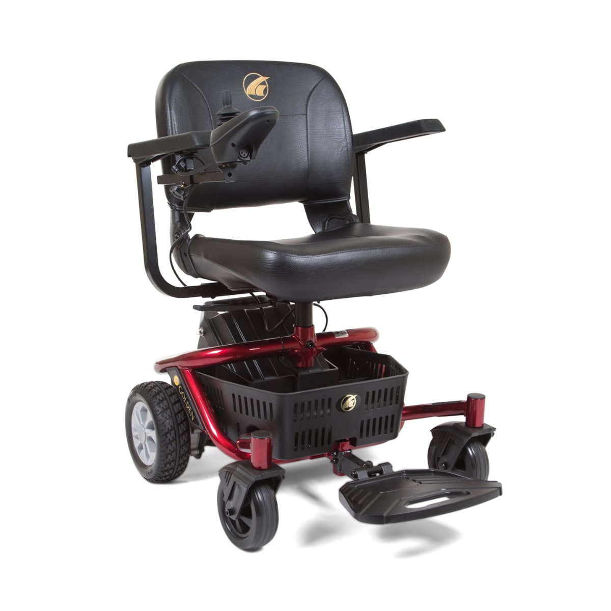 LiteRider Envy power wheel chair with shorter back and red accents