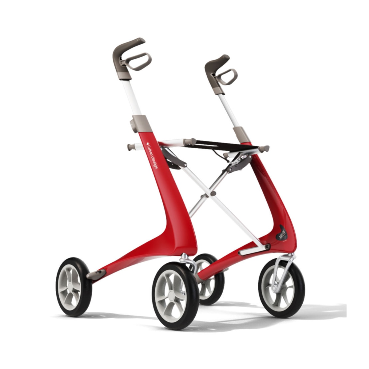 byACRE carbon fiber rollator with sleek, modern design and red accents