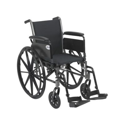 Drive Cruiser manual wheelchair with simple design, black frame, and black fabric