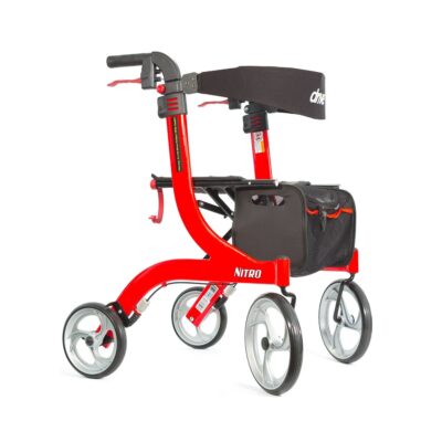 Drive Nitro Euro Rollator with a sleek, red frame