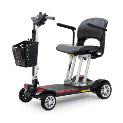 Golden Buzzaround Carry-On mobility scooter with sporty design and front basket