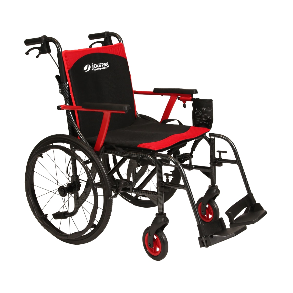 Feather-weight manual wheelchair in red and black