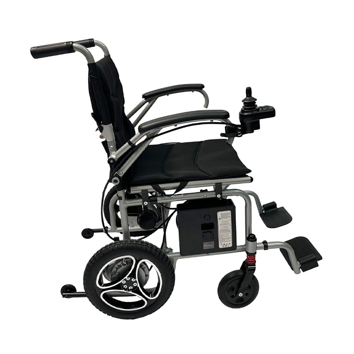 side view of a Journey Air power wheelchair with traditional styling