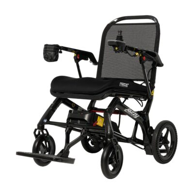 Pride Jazzy Ultra Light power wheelchair with mesh back and sleek design