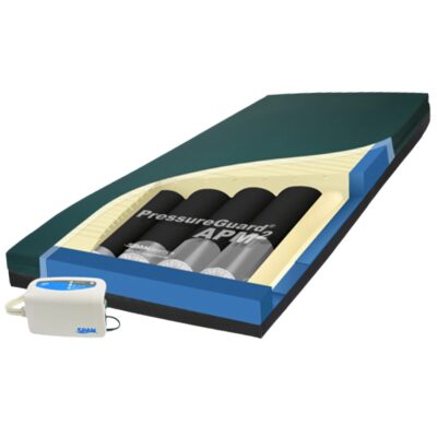 Elite air mattress system for hospital beds with layers showing foam and air tubes